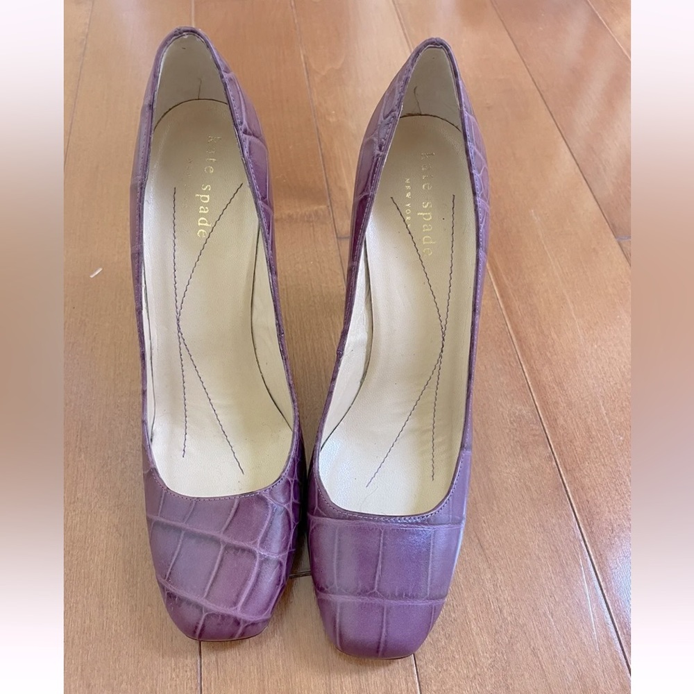 Kate Spade embossed leather croc-effect heels